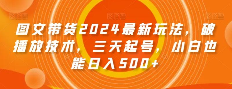 （第5250期）图文带货2024最新玩法，破播放技术，三天起号，小白也能日入500+