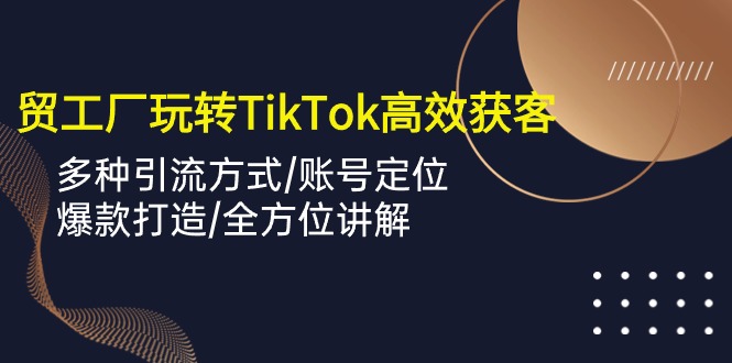 （第813期）外贸工厂玩转TikTok高效获客，多种引流方式/账号定位/爆款打造/全方位讲解
